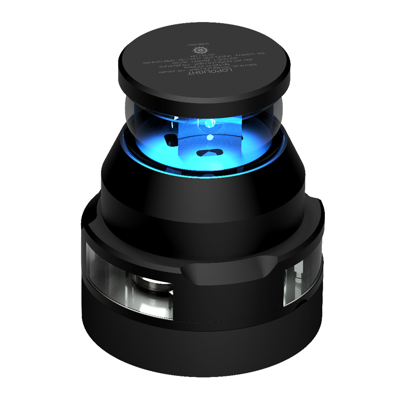 360° Blue Strobe 300cd+2nm white, Black anodized